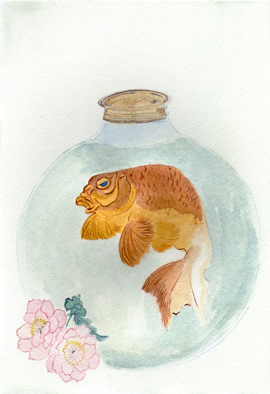 Gold-Fish in a Glass Bottle by Totoya Hokkei
